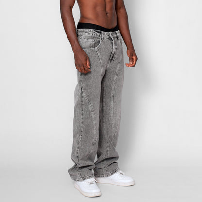 Jean Denim Flare Hombre Gris Claro Cortes Buds