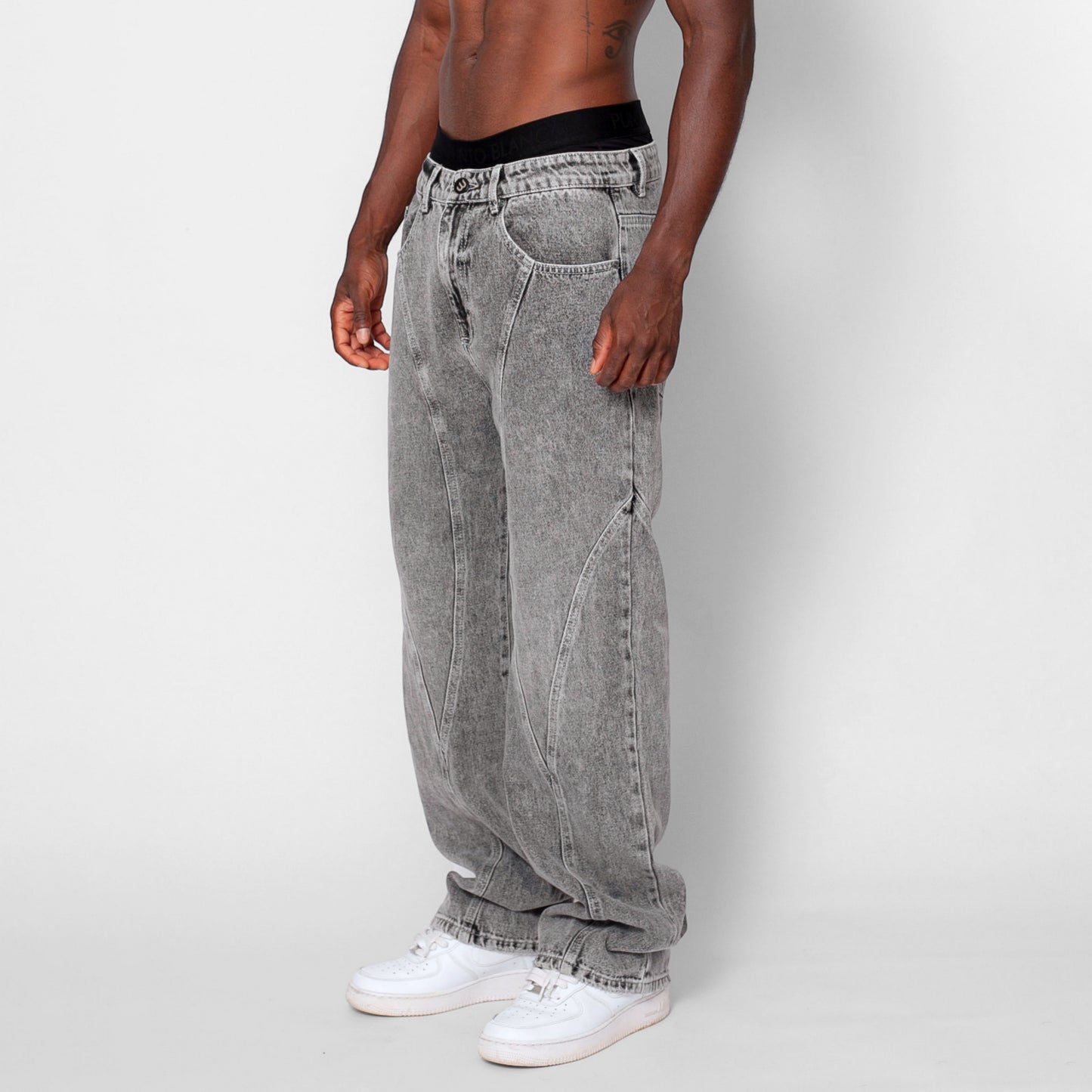 Jean Denim Flare Hombre Gris Claro Cortes Buds