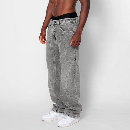 Jean Denim Flare Hombre Gris Claro Cortes Buds