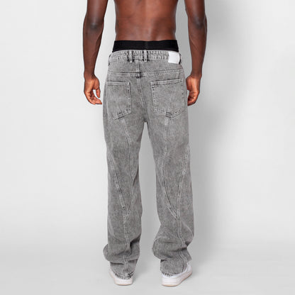 Jean Denim Flare Hombre Gris Claro Cortes Buds
