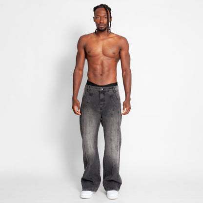 Jean Denim Flare Hombre Gris Oscuro Cortes Buds