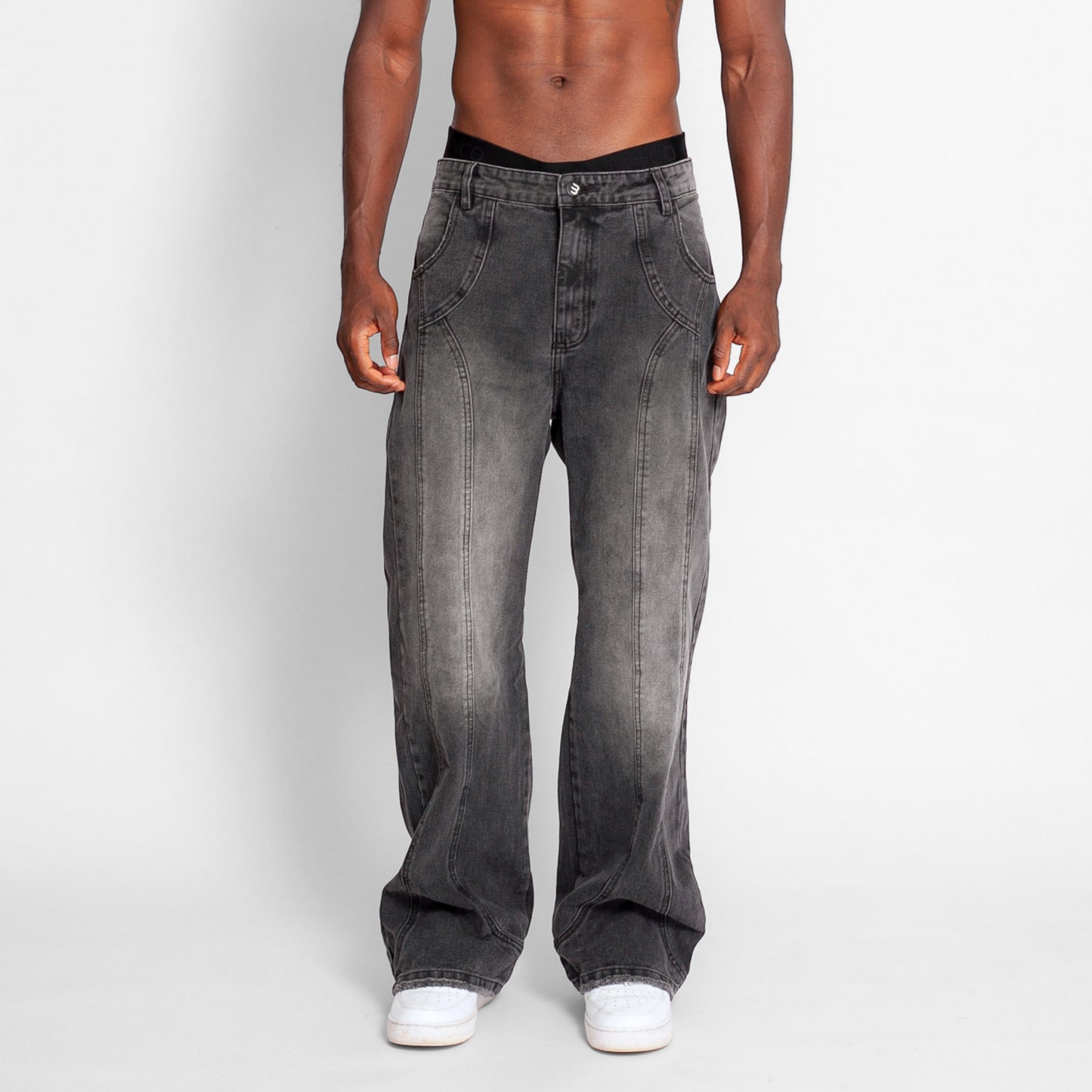 Jean Denim Flare Hombre Gris Oscuro Cortes Buds
