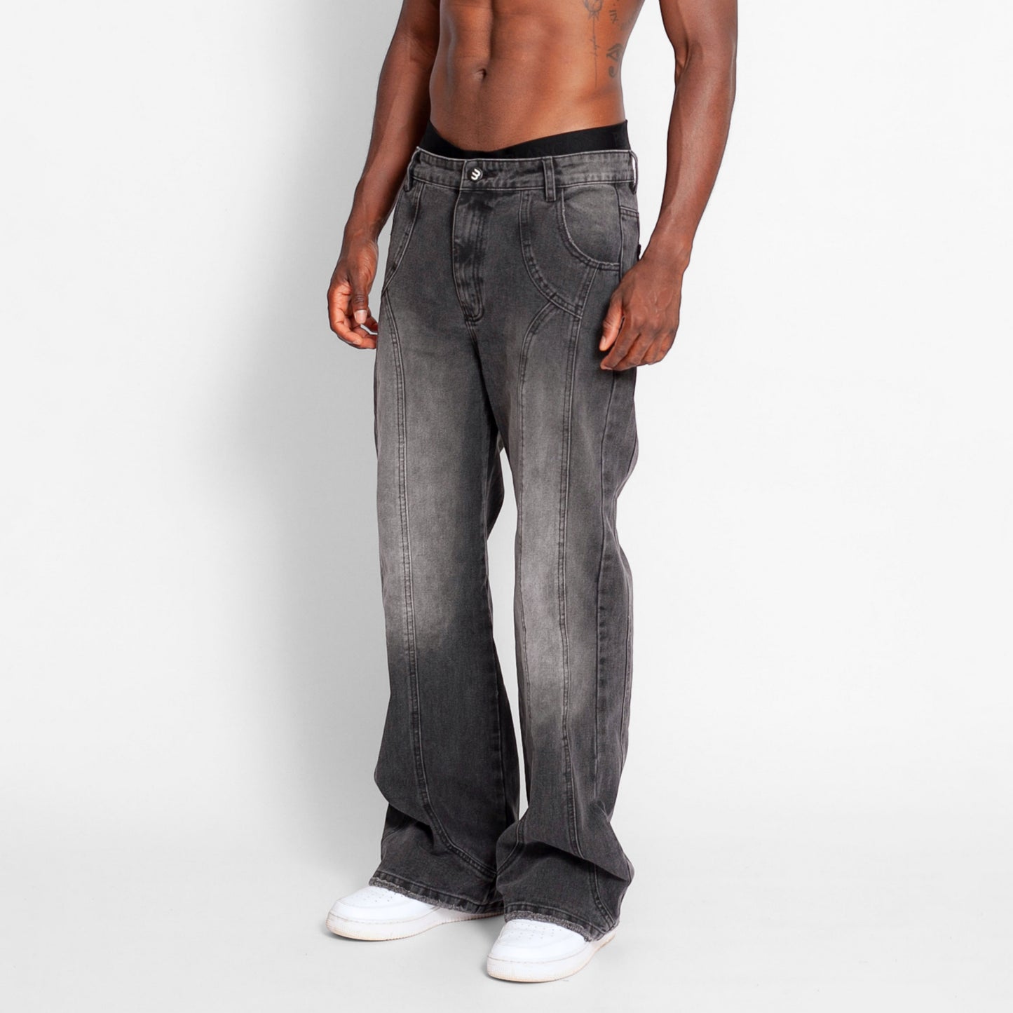 Jean Denim Flare Hombre Gris Oscuro Cortes Buds