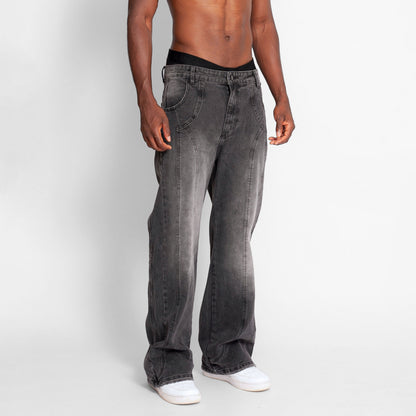 Jean Denim Flare Hombre Gris Oscuro Cortes Buds
