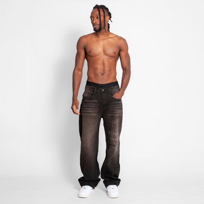 Jean Denim Flare Hombre Negro Buds