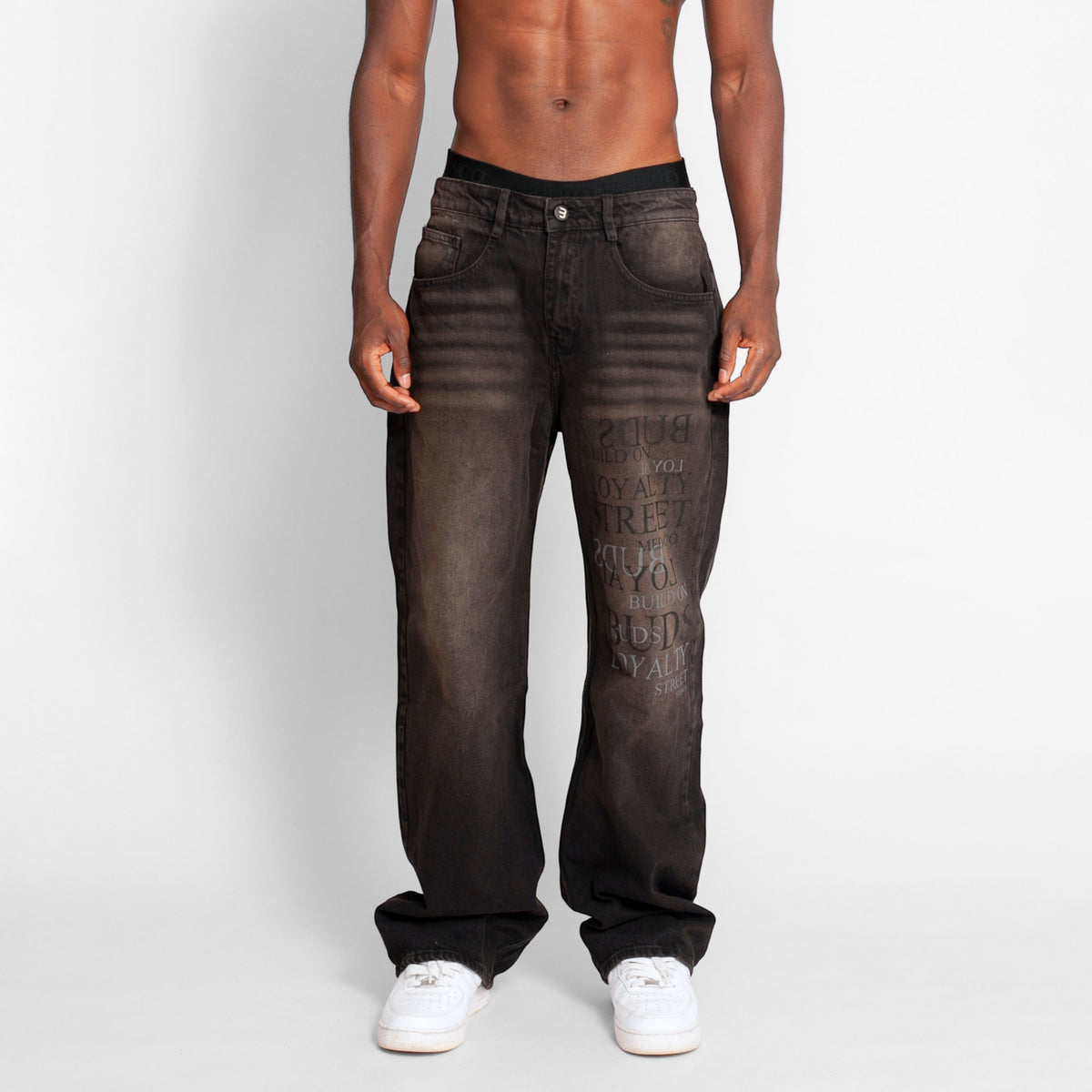 Jean Denim Flare Hombre Negro Buds