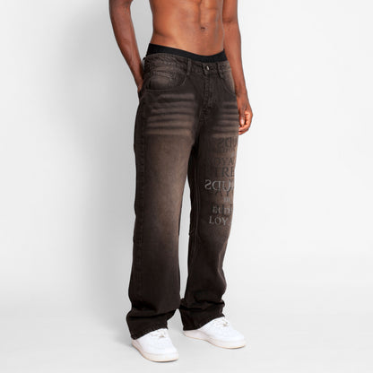 Jean Denim Flare Hombre Negro Buds