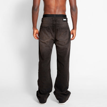 Jean Denim Flare Hombre Negro Buds