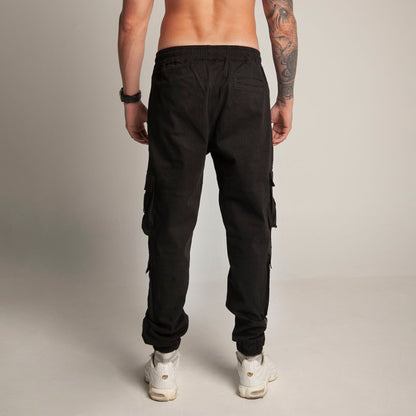 Pantalón Cargo Bota Resorte Negro Buds