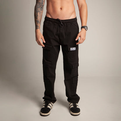 Pantalón Cargo Bota Recta Negro Buds