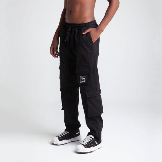 Pantalón Cargo Bota Recta Negro Buds