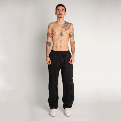 Pantalón Cargo Bota Recta Negro Buds