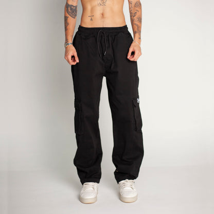 Pantalón Cargo Bota Recta Negro Buds