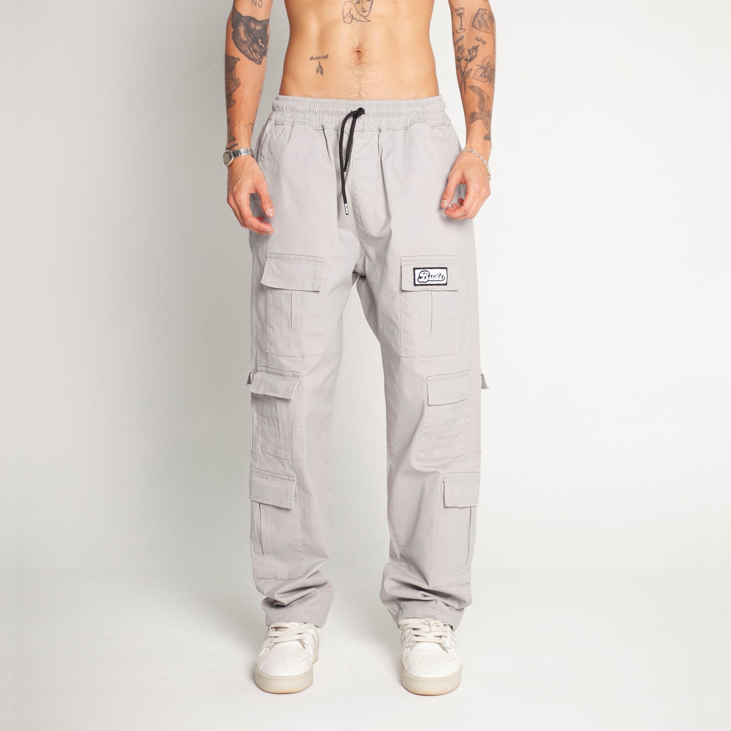 Pantalón Cargo Bota Recta Gris Claro Buds