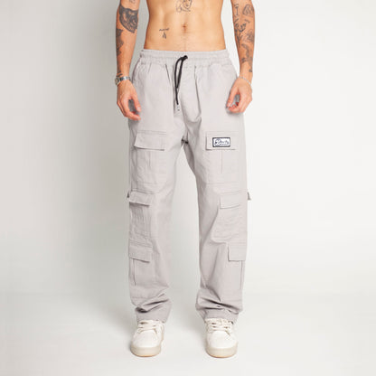 Pantalón Cargo Bota Recta Gris Claro Buds