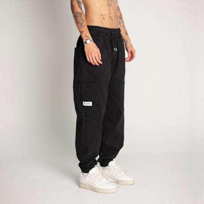 Pantalón Cargo Bota Resorte Negro Buds