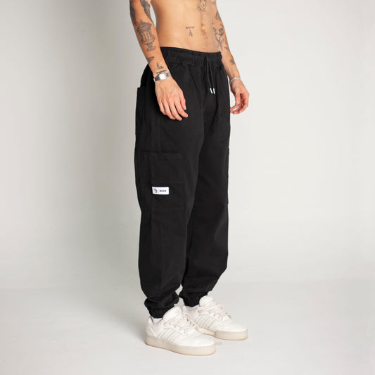 Pantalón Cargo Bota Resorte Negro Buds