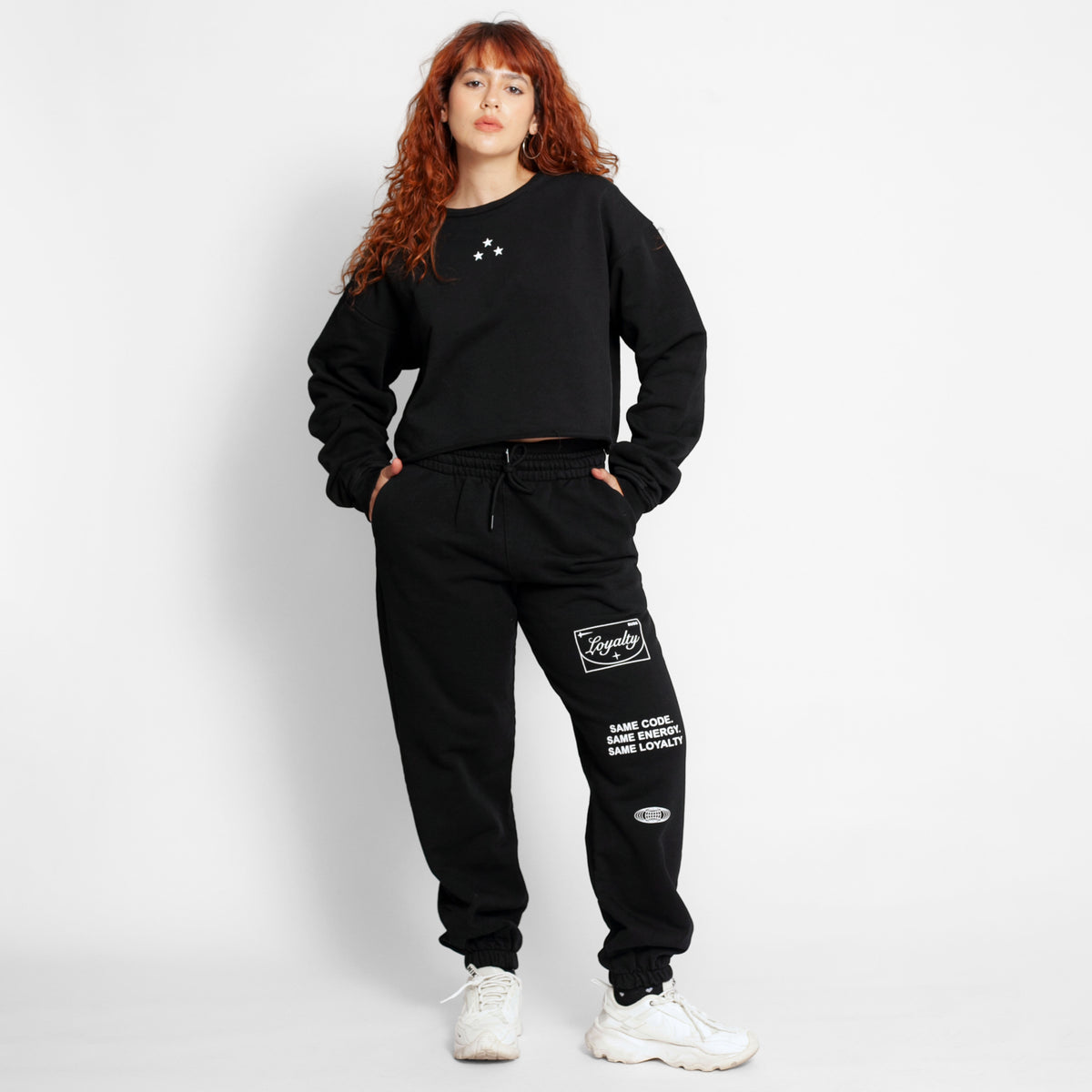 Sudadera Mujer Bota Resorte Negra Tela Alto Gramaje 400G