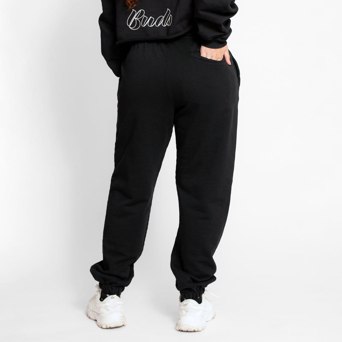 Sudadera Mujer Bota Resorte Negra Tela Alto Gramaje 400G