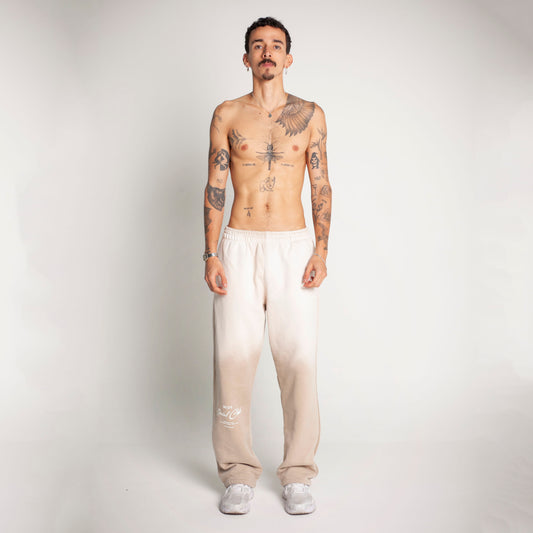 Sudadera Bota Recta Beige Degradé Tela Alto Gramaje 400G