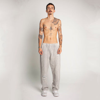 Sudadera Bota Recta Acid Wash Gris Tela Alto Gramaje 400G