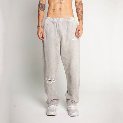 Sudadera Bota Recta Acid Wash Gris Tela Alto Gramaje 400G