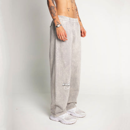 Sudadera Bota Recta Acid Wash Gris Tela Alto Gramaje 400G