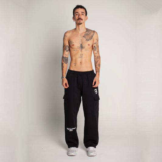 Sudadera Bota Recta Negra Tela Alto Gramaje 400G