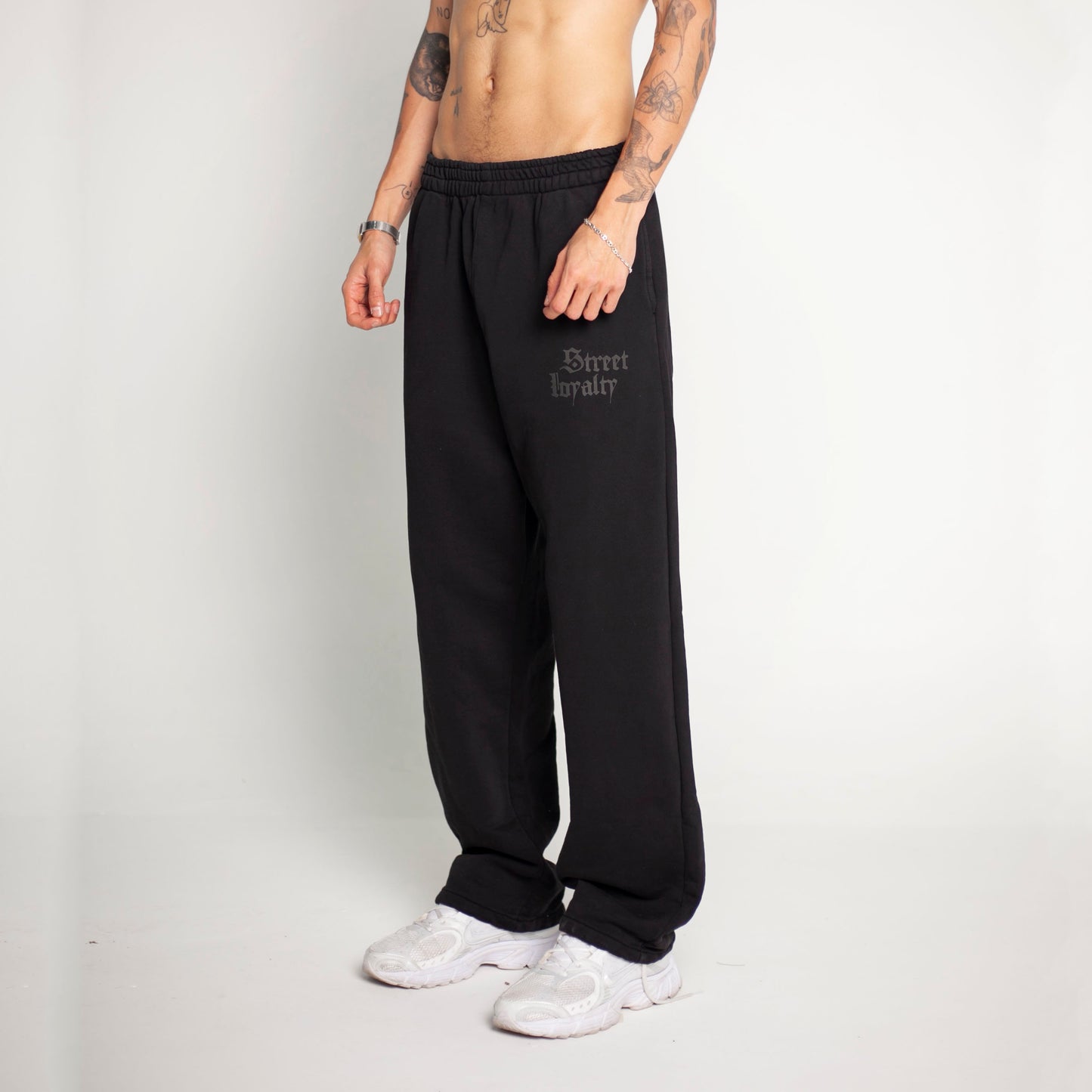 Sudadera Bota Recta Negra Tela Alto Gramaje 400G