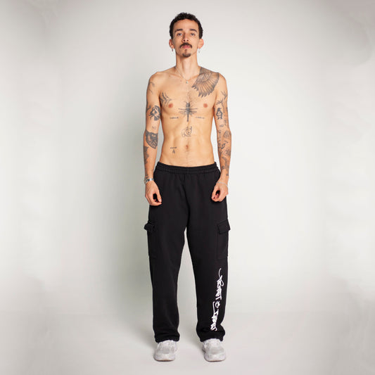 Sudadera Bota Recta Negra Tela Alto Gramaje 400G