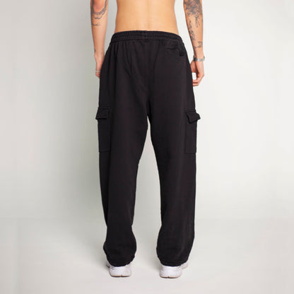 Sudadera Bota Recta Negra Tela Alto Gramaje 400G