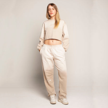 Sudadera Bota Recta Beige Degradé Tela Alto Gramaje 400G