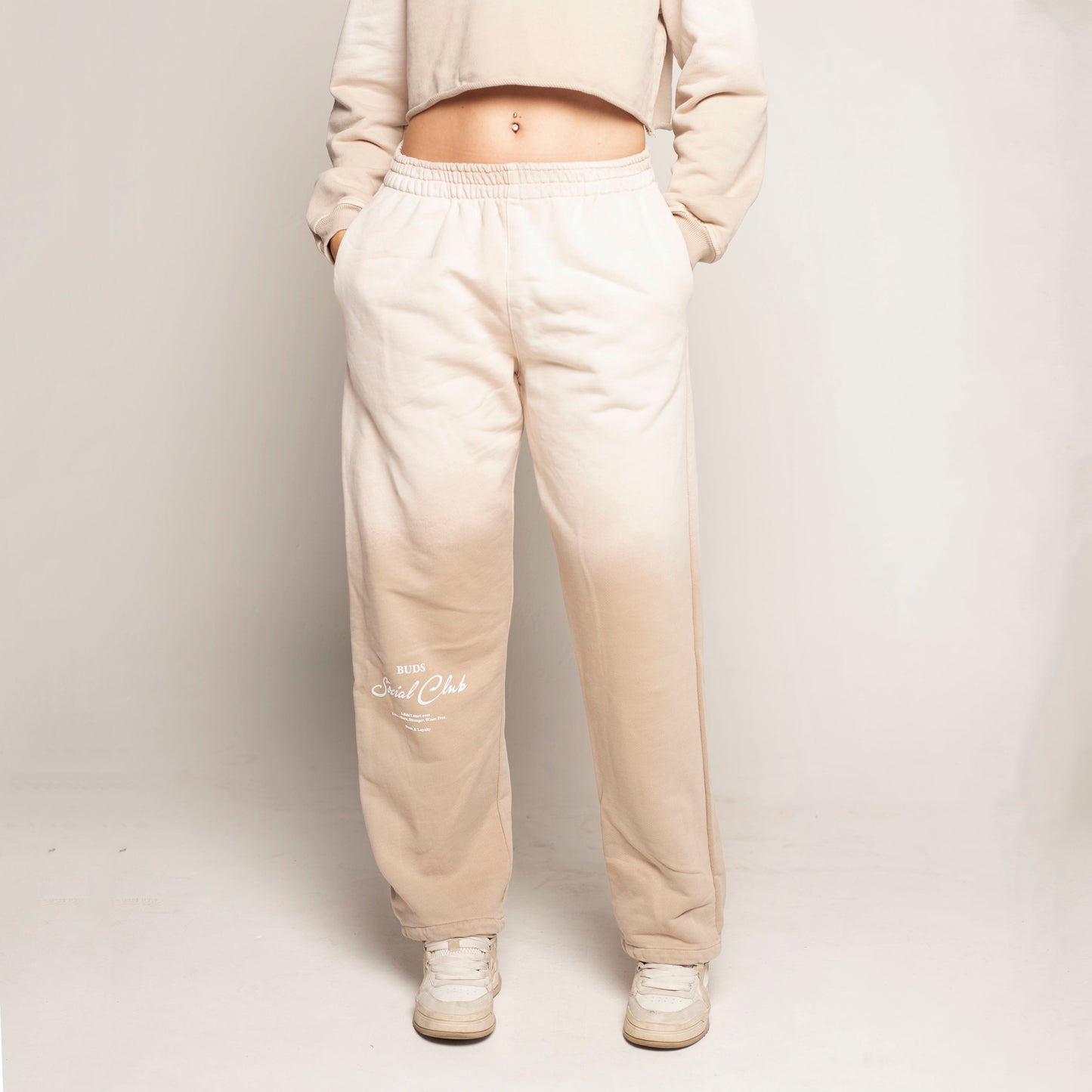 Sudadera Bota Recta Beige Degradé Tela Alto Gramaje 400G