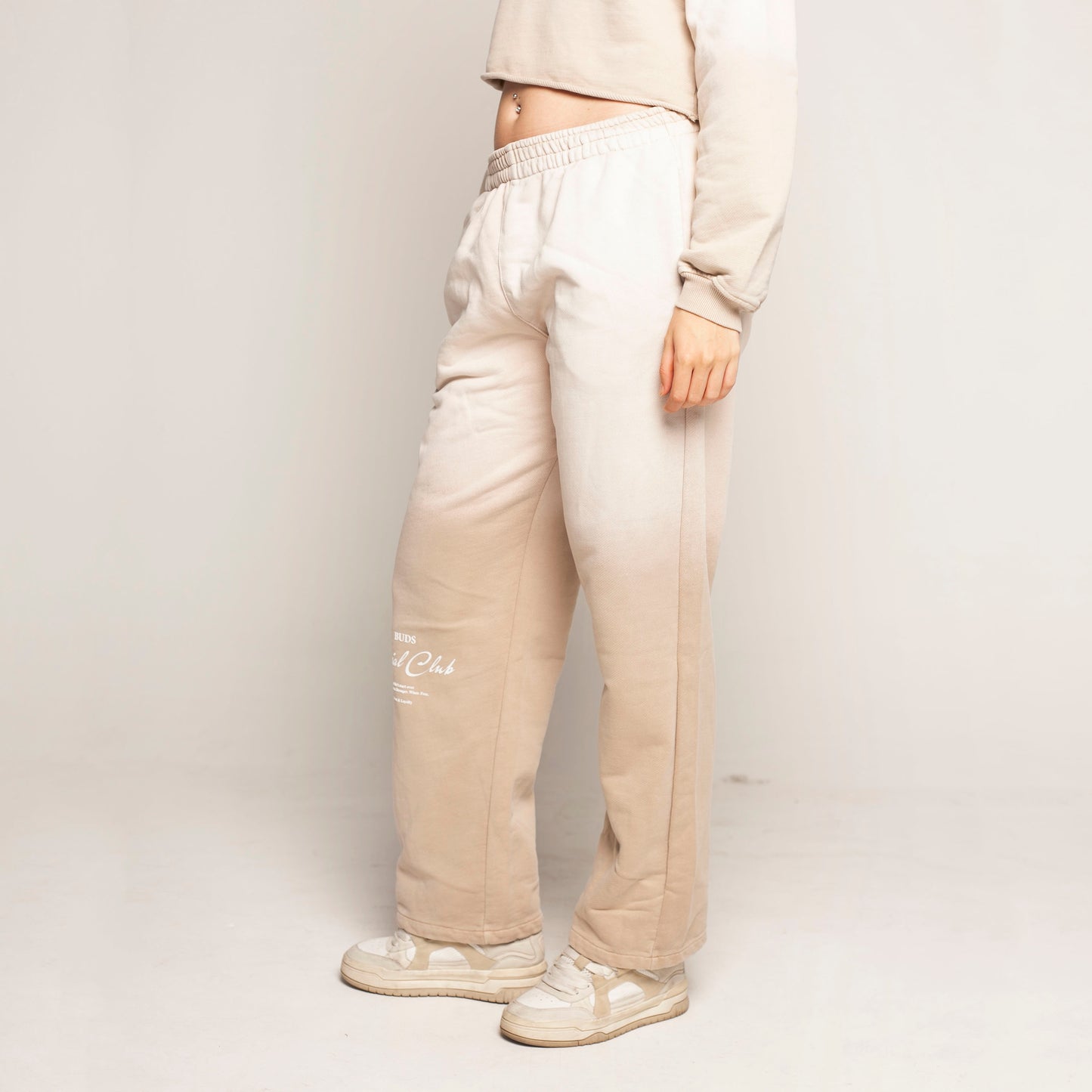 Sudadera Bota Recta Beige Degradé Tela Alto Gramaje 400G