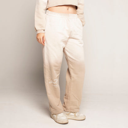 Sudadera Bota Recta Beige Degradé Tela Alto Gramaje 400G