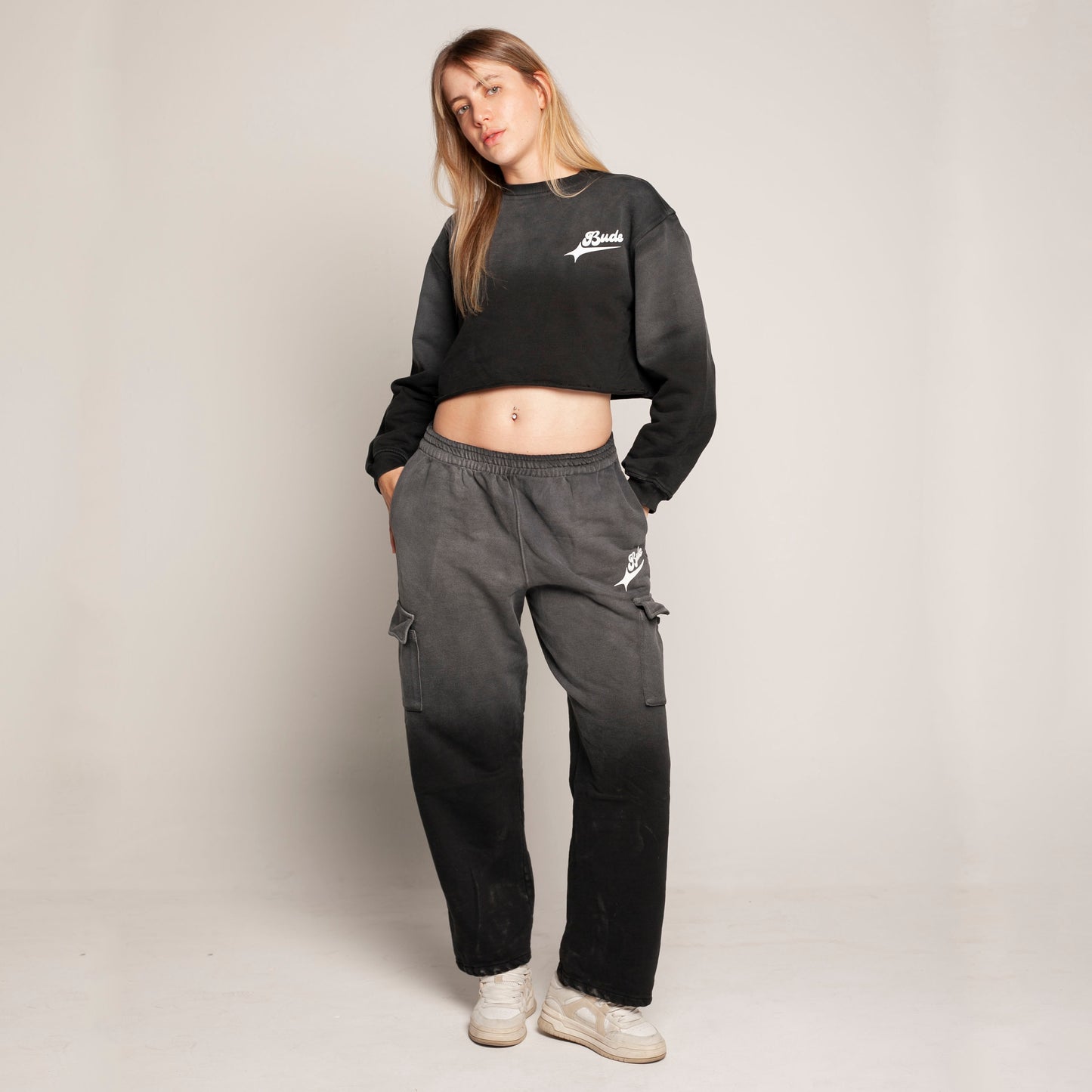 Sudadera Bota Recta Gris Degradé Tela Alto Gramaje 400G