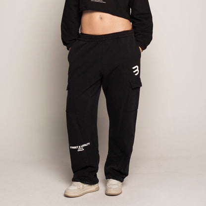 Sudadera Bota Recta Negra Tela Alto Gramaje 400G