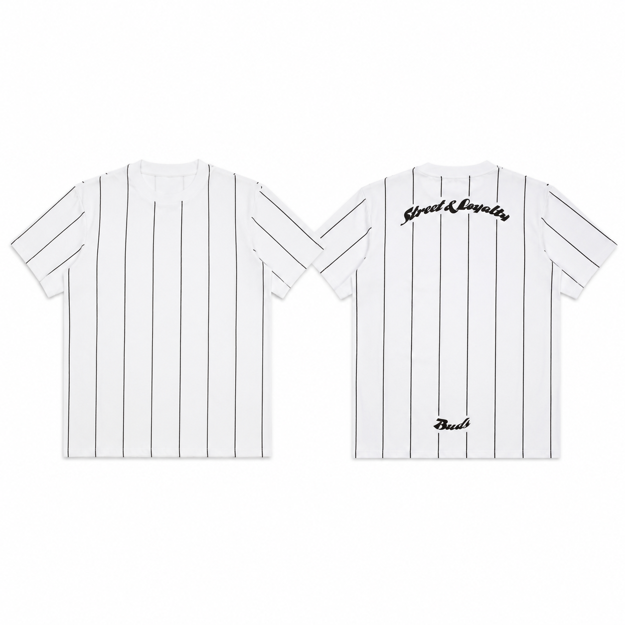 Camiseta Regular Hombre Blanca Lineas Buds