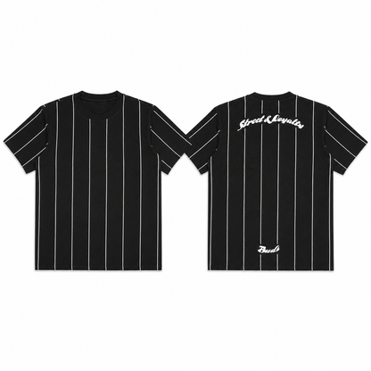 Camiseta Regular Hombre Negra Líneas Buds