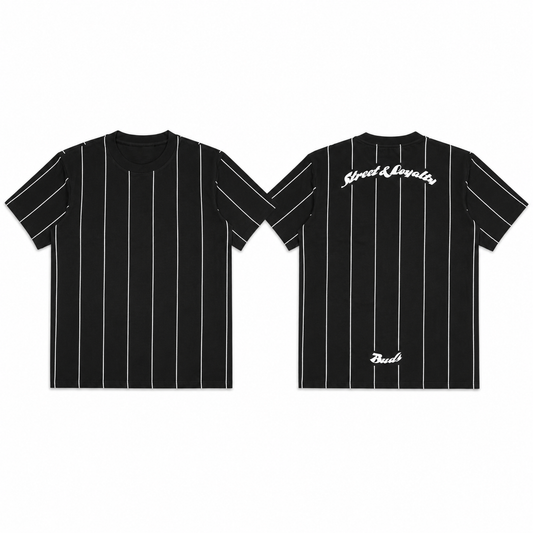 Camiseta Regular Hombre Negra Líneas Buds