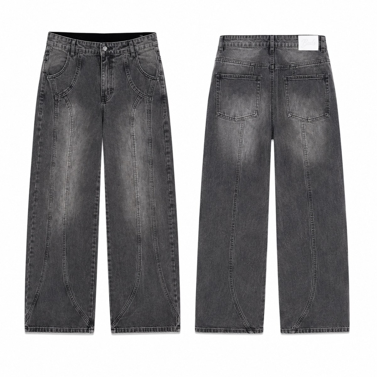 Jean Denim Flare Hombre Gris Oscuro Cortes Buds