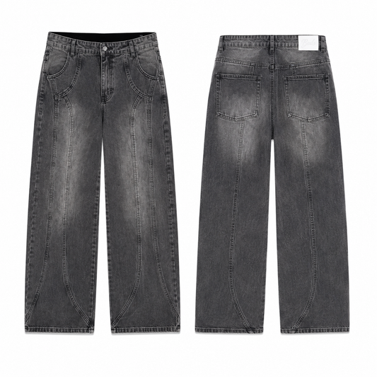 Jean Denim Flare Hombre Gris Oscuro Cortes Buds