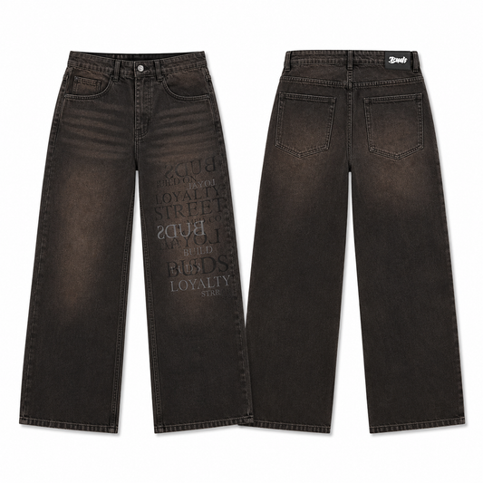 Jean Denim Flare Hombre Negro Buds