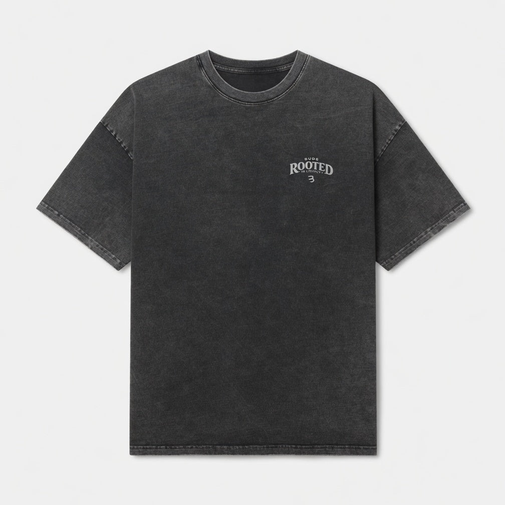 Camiseta Oversize Hombre Negra Acid Wash Alto Gramaje 250G