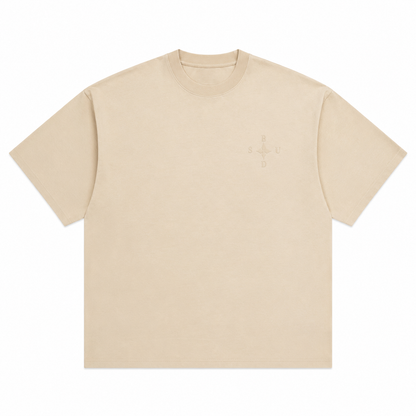 Camiseta Oversize Hombre Beige Alto Gramaje 250G