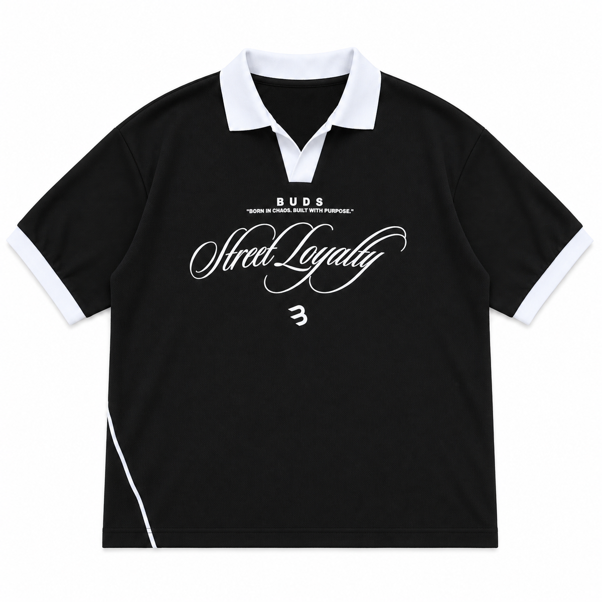 Camisa Oversize Polo Tela Galleta Negra Blanca Buds