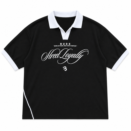 Camisa Oversize Polo Tela Galleta Negra Blanca Buds